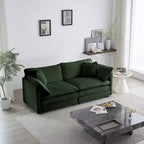 Set Divano a 3 Pezzi con Braccioli e Cuscini Decorativi Il Set Include 2 Poltrone e Un Divano a 2 Posti in Ciniglia Verde