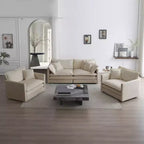 Set Divano a 3 Pezzi con Braccioli e Cuscini Decorativi Il Set Include 2 Poltrone e Un Divano a 2 Posti in Ciniglia Verde