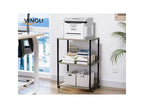 VINGLI Carrello Porta Stampante a 3 Ripiani con Contenitore, Ripiano per Stampante da Scrivania per Casa/Ufficio (Rovere)