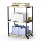 VINGLI Carrello Porta Stampante a 3 Ripiani con Contenitore, Ripiano per Stampante da Scrivania per Casa/Ufficio (Rovere)