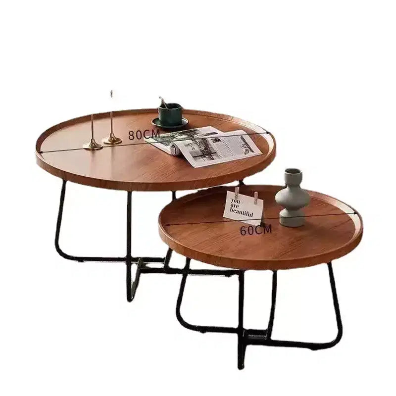 CuisinSmart Small Nesting Coffee Table Set of 2 Round Coffee Table Mid Century Modern Centre Table Easy Assembly Circle Coffee Tables