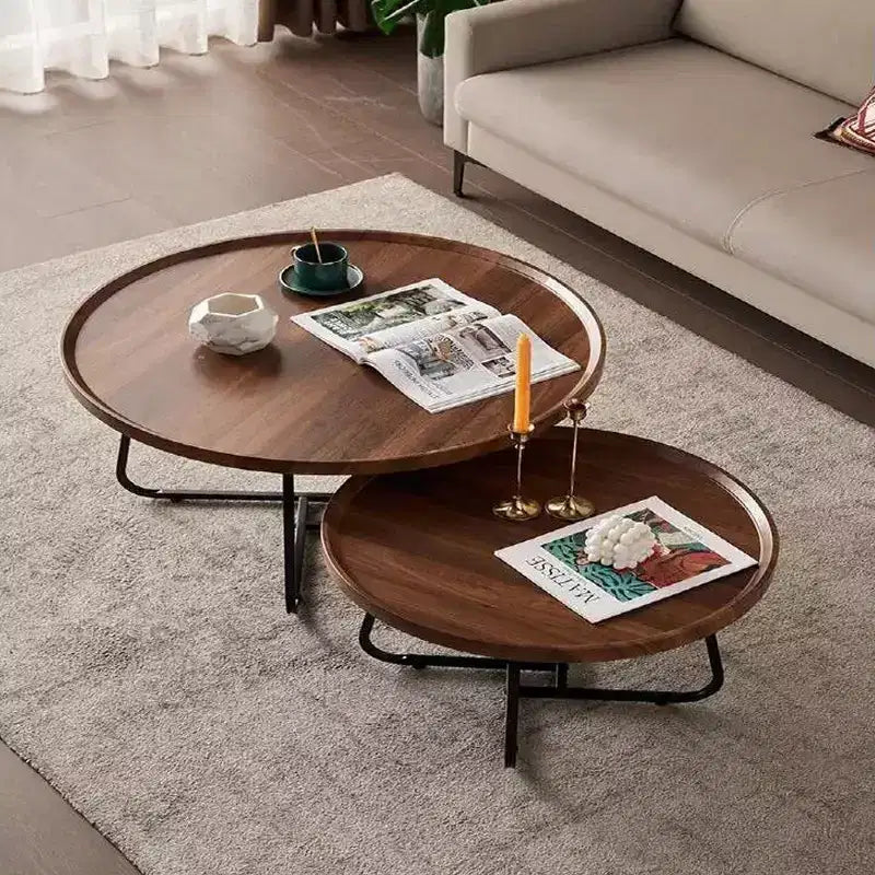 CuisinSmart Tavolino da Caffè Piccolo Set Nido da 2 Tavolino Rotondo Tavolo Centrale Moderno di Metà Secolo Facile Montaggio Tavolini da Caffè Circolari