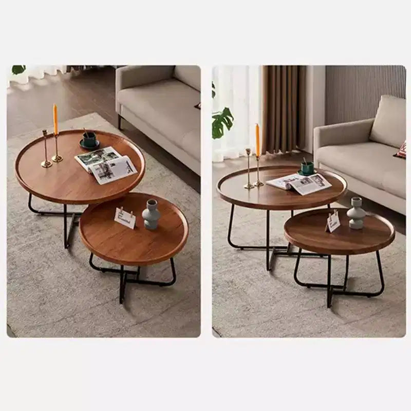 CuisinSmart Tavolino da Caffè Piccolo Set Nido da 2 Tavolino Rotondo Tavolo Centrale Moderno di Metà Secolo Facile Montaggio Tavolini da Caffè Circolari
