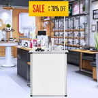 Bancone Promozionale VEVOR, Tavolo Podio Portatile per Fiere, 30.91 x 14.96 x 71.46, Espositore da Banco per Fiere con Parete, Bianco