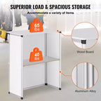 Bancone Promozionale VEVOR, Tavolo Podio Portatile per Fiere, 30.91 x 14.96 x 71.46, Espositore da Banco per Fiere con Parete, Bianco