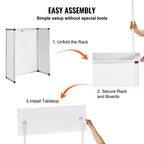 Bancone Promozionale VEVOR, Tavolo Podio Portatile per Fiere, 30.91 x 14.96 x 71.46, Espositore da Banco per Fiere con Parete, Bianco