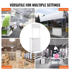 Bancone Promozionale VEVOR, Tavolo Podio Portatile per Fiere, 30.91 x 14.96 x 71.46, Espositore da Banco per Fiere con Parete, Bianco