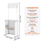 Bancone Promozionale VEVOR, Tavolo Podio Portatile per Fiere, 30.91 x 14.96 x 71.46, Espositore da Banco per Fiere con Parete, Bianco