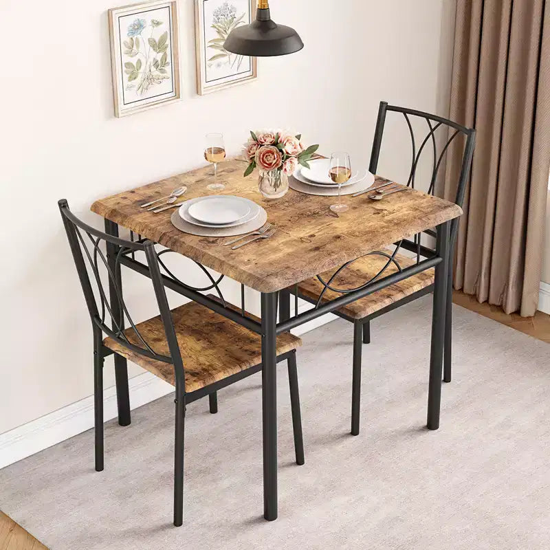 Set tavolo da pranzo per 2 con sedie imbottite, tavolo da cucina da 3 pezzi e sedie imbottite, set di mobili da sala da pranzo per appartamento con cucina