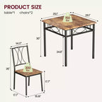 Set tavolo da pranzo per 2 con sedie imbottite, tavolo da cucina da 3 pezzi e sedie imbottite, set di mobili da sala da pranzo per appartamento con cucina