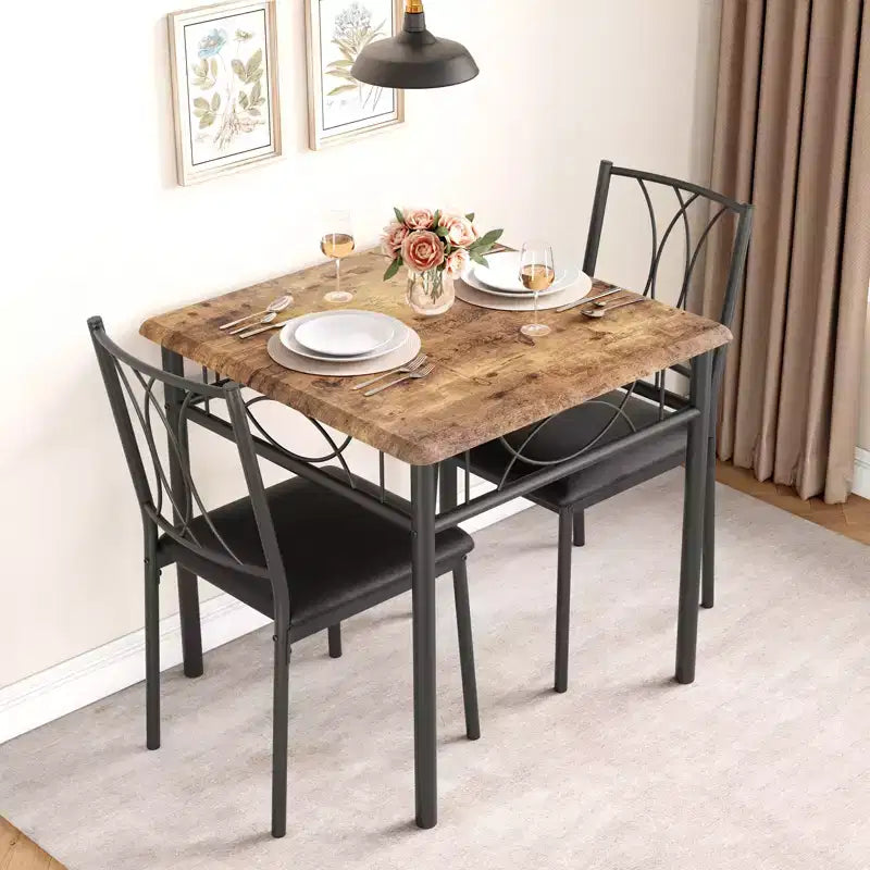 Set tavolo da pranzo per 2 con sedie imbottite, tavolo da cucina da 3 pezzi e sedie imbottite, set di mobili da sala da pranzo per appartamento con cucina