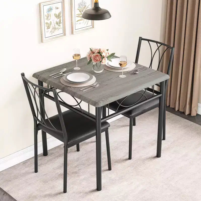 Set tavolo da pranzo per 2 con sedie imbottite, tavolo da cucina da 3 pezzi e sedie imbottite, set di mobili da sala da pranzo per appartamento con cucina