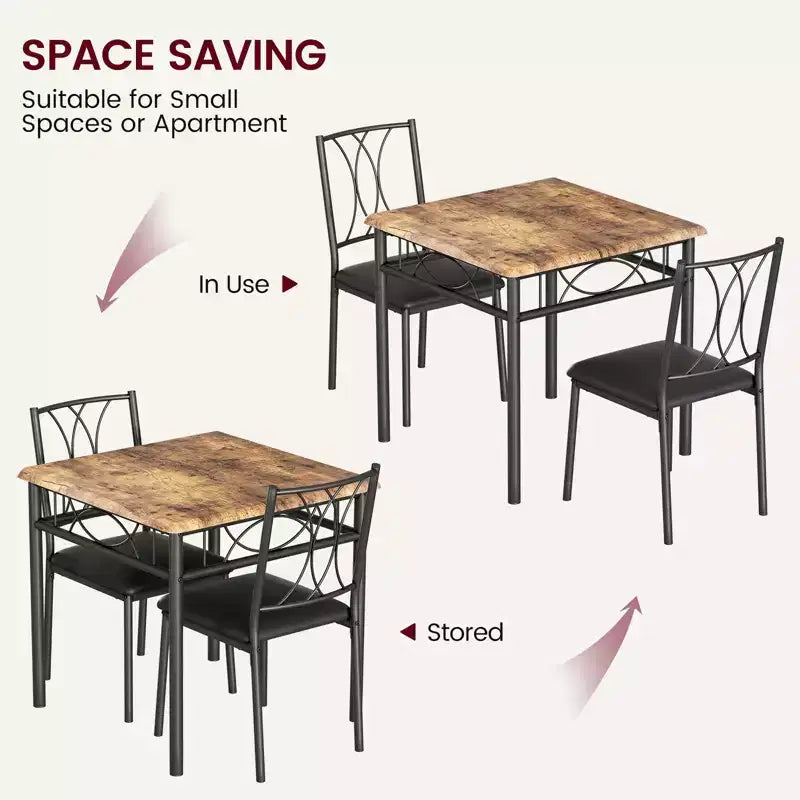 Set tavolo da pranzo per 2 con sedie imbottite, tavolo da cucina da 3 pezzi e sedie imbottite, set di mobili da sala da pranzo per appartamento con cucina