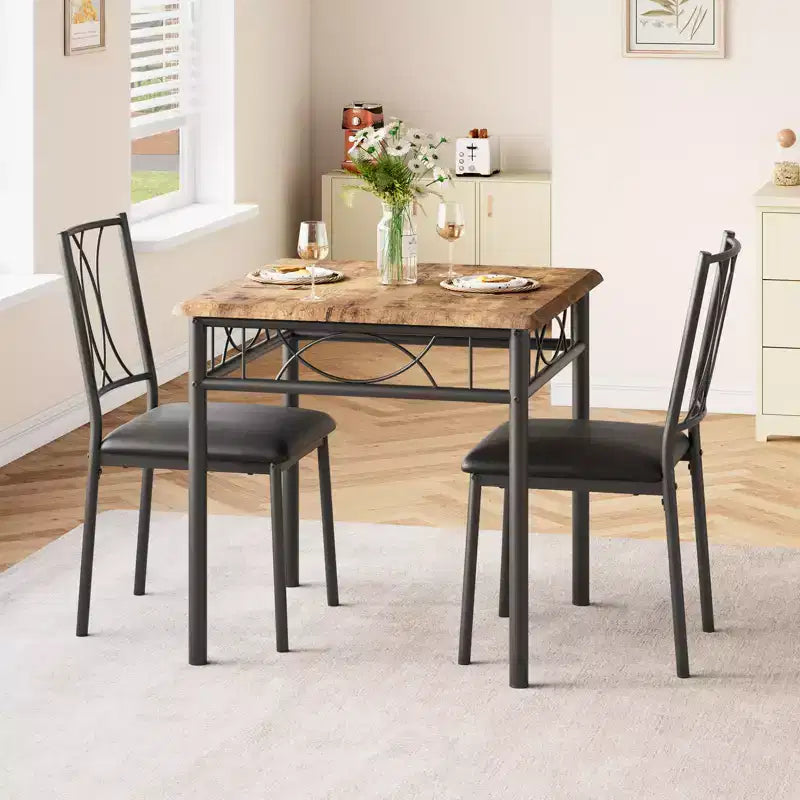 Set tavolo da pranzo per 2 con sedie imbottite, tavolo da cucina da 3 pezzi e sedie imbottite, set di mobili da sala da pranzo per appartamento con cucina