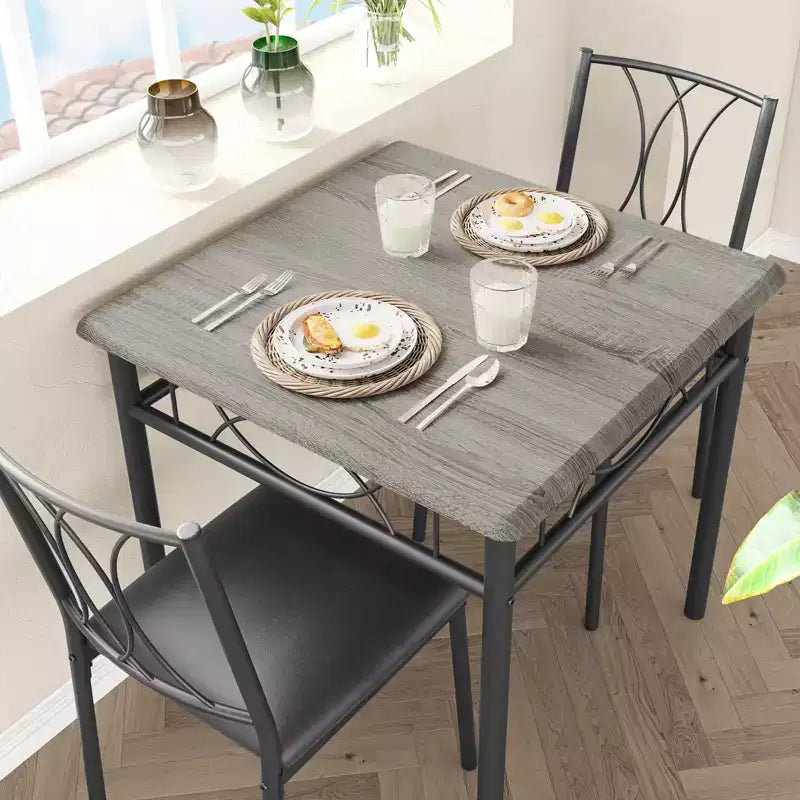 Set tavolo da pranzo per 2 con sedie imbottite, tavolo da cucina da 3 pezzi e sedie imbottite, set di mobili da sala da pranzo per appartamento con cucina
