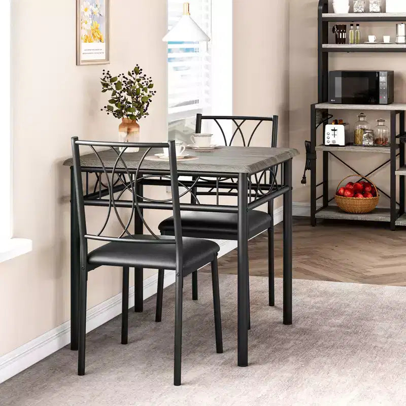 Set tavolo da pranzo per 2 con sedie imbottite, tavolo da cucina da 3 pezzi e sedie imbottite, set di mobili da sala da pranzo per appartamento con cucina
