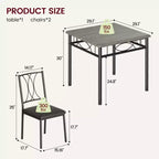 Set tavolo da pranzo per 2 con sedie imbottite, tavolo da cucina da 3 pezzi e sedie imbottite, set di mobili da sala da pranzo per appartamento con cucina