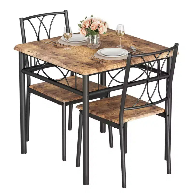 Set tavolo da pranzo per 2 con sedie imbottite, tavolo da cucina da 3 pezzi e sedie imbottite, set di mobili da sala da pranzo per appartamento con cucina