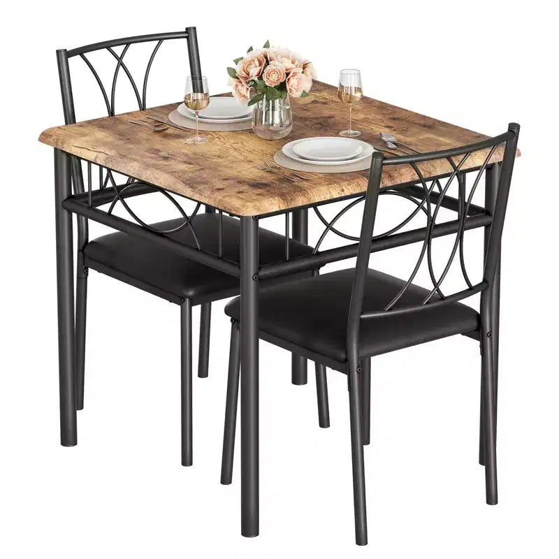 Set tavolo da pranzo per 2 con sedie imbottite, tavolo da cucina da 3 pezzi e sedie imbottite, set di mobili da sala da pranzo per appartamento con cucina