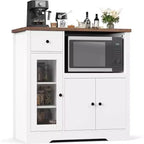 DobleePy Mobiletto da Cucina per Microonde con 3 Ante, 1 Cassetto e Ripiani Regolabili, Credenza Contenitore per Cucina, Sala da Pranzo e Soggiorno