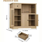 DobleePy Mobiletto da Cucina per Microonde con 3 Ante, 1 Cassetto e Ripiani Regolabili, Credenza Contenitore per Cucina, Sala da Pranzo e Soggiorno