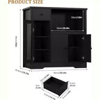 DobleePy Mobiletto da Cucina per Microonde con 3 Ante, 1 Cassetto e Ripiani Regolabili, Credenza Contenitore per Cucina, Sala da Pranzo e Soggiorno