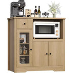 DobleePy Mobiletto da Cucina per Microonde con 3 Ante, 1 Cassetto e Ripiani Regolabili, Credenza Contenitore per Cucina, Sala da Pranzo e Soggiorno
