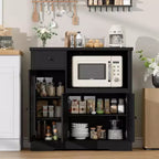 DobleePy Mobiletto da Cucina per Microonde con 3 Ante, 1 Cassetto e Ripiani Regolabili, Credenza Contenitore per Cucina, Sala da Pranzo e Soggiorno