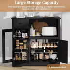 DobleePy Mobiletto da Cucina per Microonde con 3 Ante, 1 Cassetto e Ripiani Regolabili, Credenza Contenitore per Cucina, Sala da Pranzo e Soggiorno