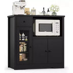 DobleePy Mobiletto da Cucina per Microonde con 3 Ante, 1 Cassetto e Ripiani Regolabili, Credenza Contenitore per Cucina, Sala da Pranzo e Soggiorno