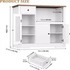 DobleePy Mobiletto da Cucina per Microonde con 3 Ante, 1 Cassetto e Ripiani Regolabili, Credenza Contenitore per Cucina, Sala da Pranzo e Soggiorno