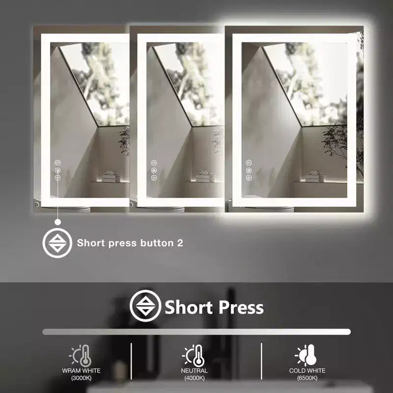 MAYEERTY Specchio da bagno doppia sorgente luminosa tre modalità di illuminazione