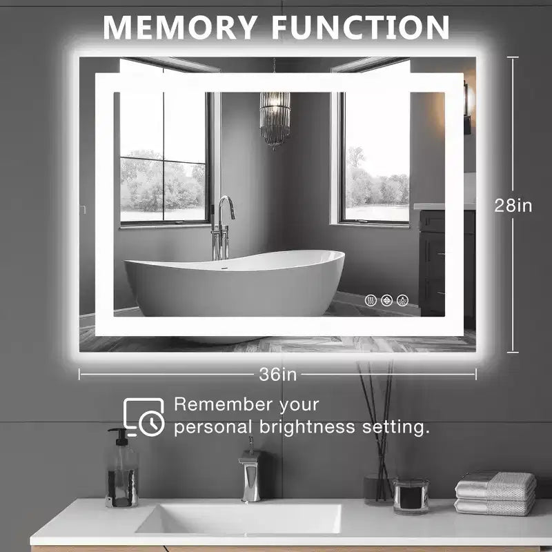 MAYEERTY Specchio da bagno doppia sorgente luminosa tre modalità di illuminazione