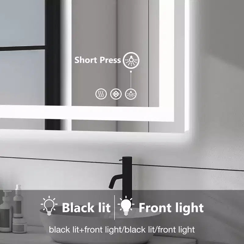 MAYEERTY Specchio da bagno doppia sorgente luminosa tre modalità di illuminazione