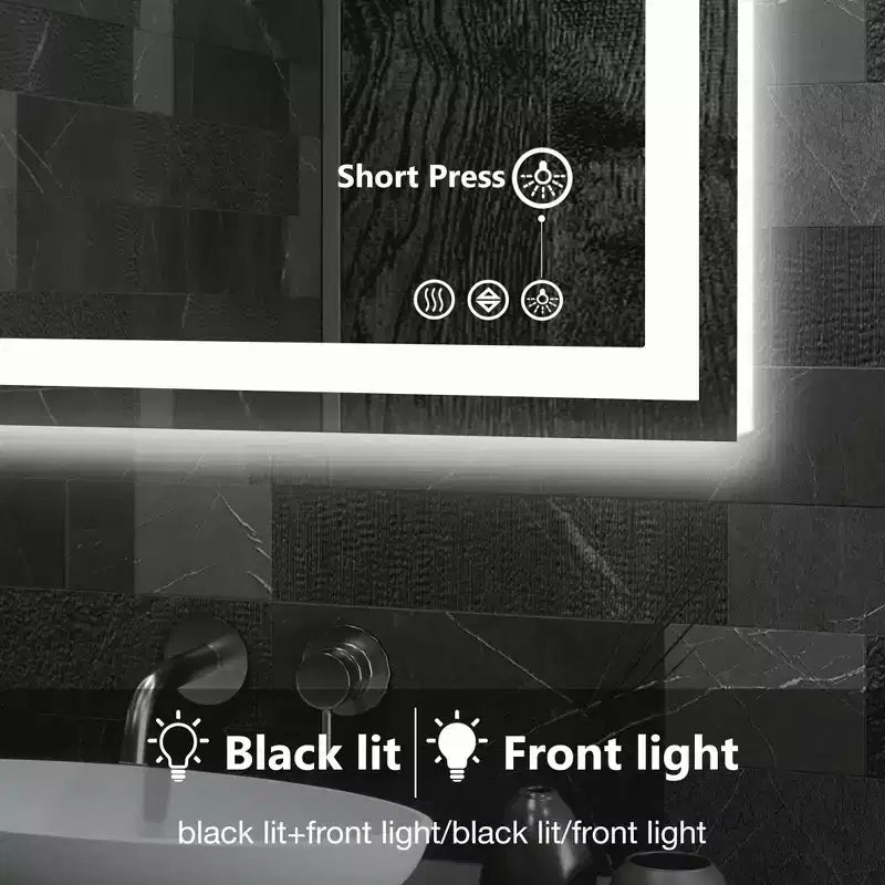MAYEERTY Specchio da bagno doppia sorgente luminosa tre modalità di illuminazione