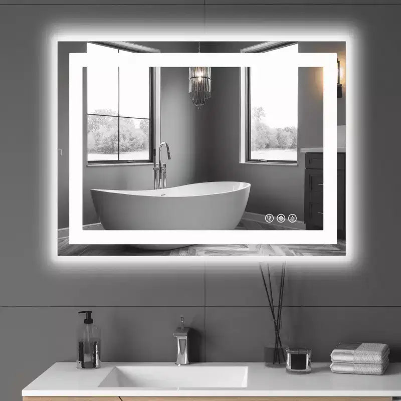 MAYEERTY Specchio da bagno doppia sorgente luminosa tre modalità di illuminazione