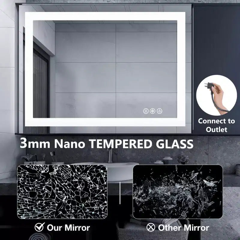 MAYEERTY Specchio da bagno doppia sorgente luminosa tre modalità di illuminazione