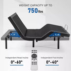 Struttura letto regolabile Dyonery, elevazione testa e piedi, altezza gambe regolabile, letto a gravità zero, memoria preimpostata, dimensioni Twin XL/full size/queen size