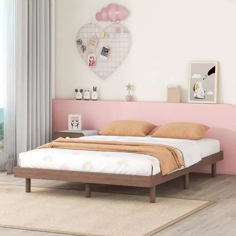 Acekool Letto a piattaforma flottante full-size, design moderno con testiera, pediera, spondina, facile montaggio, nessuna necessità di rete a molle