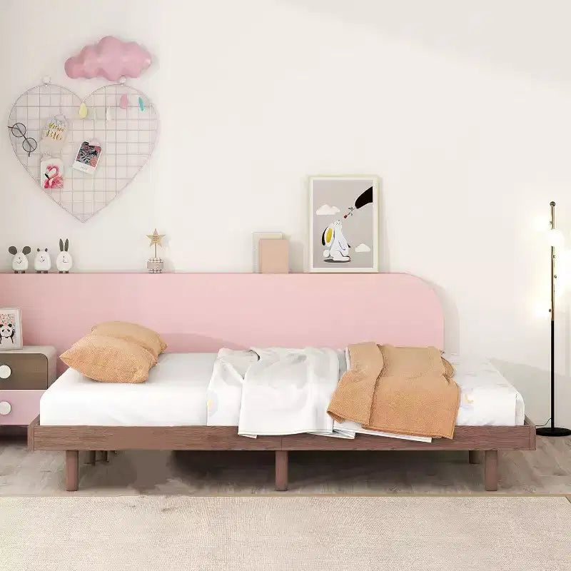 Acekool Letto a piattaforma flottante full-size, design moderno con testiera, pediera, spondina, facile montaggio, nessuna necessità di rete a molle