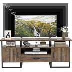 Mobile TV industriale da 75 pollici - Credenza multimediale moderna di metà secolo con cassetto e armadietto, Centro di intrattenimento da 70 pollici, Marrone rustico