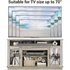 Mobile TV in Stile Rustico da 65 Pollici con 2 Ante in Acrilico - Mobile Porta TV in Legno con Contenitore per Soggiorno/Camera da Letto