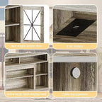 Mobile TV in Stile Rustico da 65 Pollici con 2 Ante in Acrilico - Mobile Porta TV in Legno con Contenitore per Soggiorno/Camera da Letto