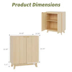 Mobile credenza a buffet scanalato con ripiani, Mobile contenitore moderno con 2 ante e ripiani regolabili Colore legno