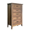 Farmhouse Dresser, Rustic Wood 5 Drawer Dresser for Closet, Tall Chest of Drawers with Metal Handles