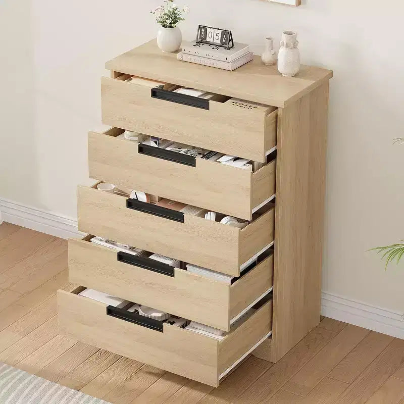 CuisinSmart Cassettiera a 5 Cassetti, Comò con Maniglie Integrate, Organizzatore per Soggiorno, Cameretta, Corridoio e Ingresso