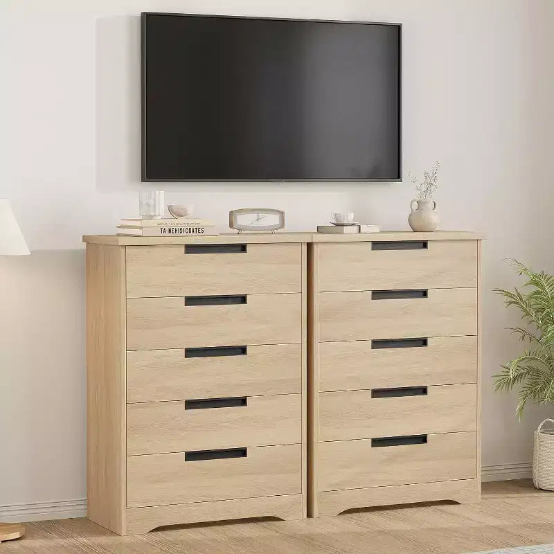 CuisinSmart Cassettiera a 5 Cassetti, Comò con Maniglie Integrate, Organizzatore per Soggiorno, Cameretta, Corridoio e Ingresso