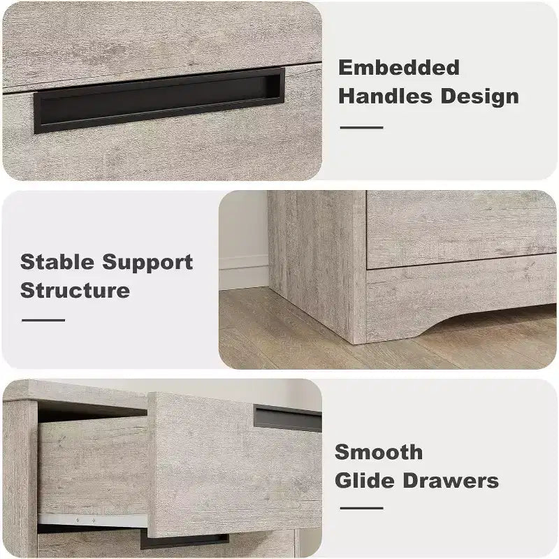 CuisinSmart Cassettiera a 5 Cassetti, Comò con Maniglie Integrate, Organizzatore per Soggiorno, Cameretta, Corridoio e Ingresso