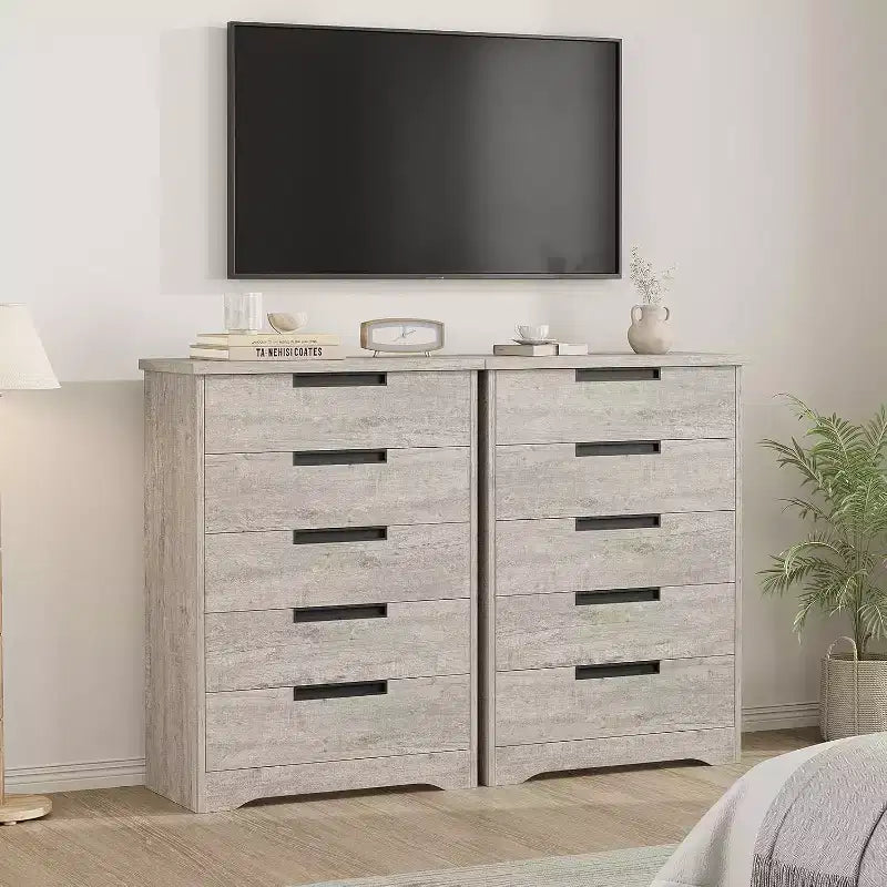 CuisinSmart Cassettiera a 5 Cassetti, Comò con Maniglie Integrate, Organizzatore per Soggiorno, Cameretta, Corridoio e Ingresso