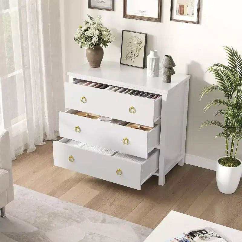 Comò moderno ampio con cassetti, cassettiera in legno indipendente per camera da letto, cameretta, soggiorno, bianco